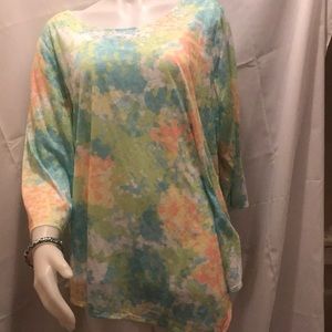 NWT Sz 1x hearts of palm aqua aficionado top
